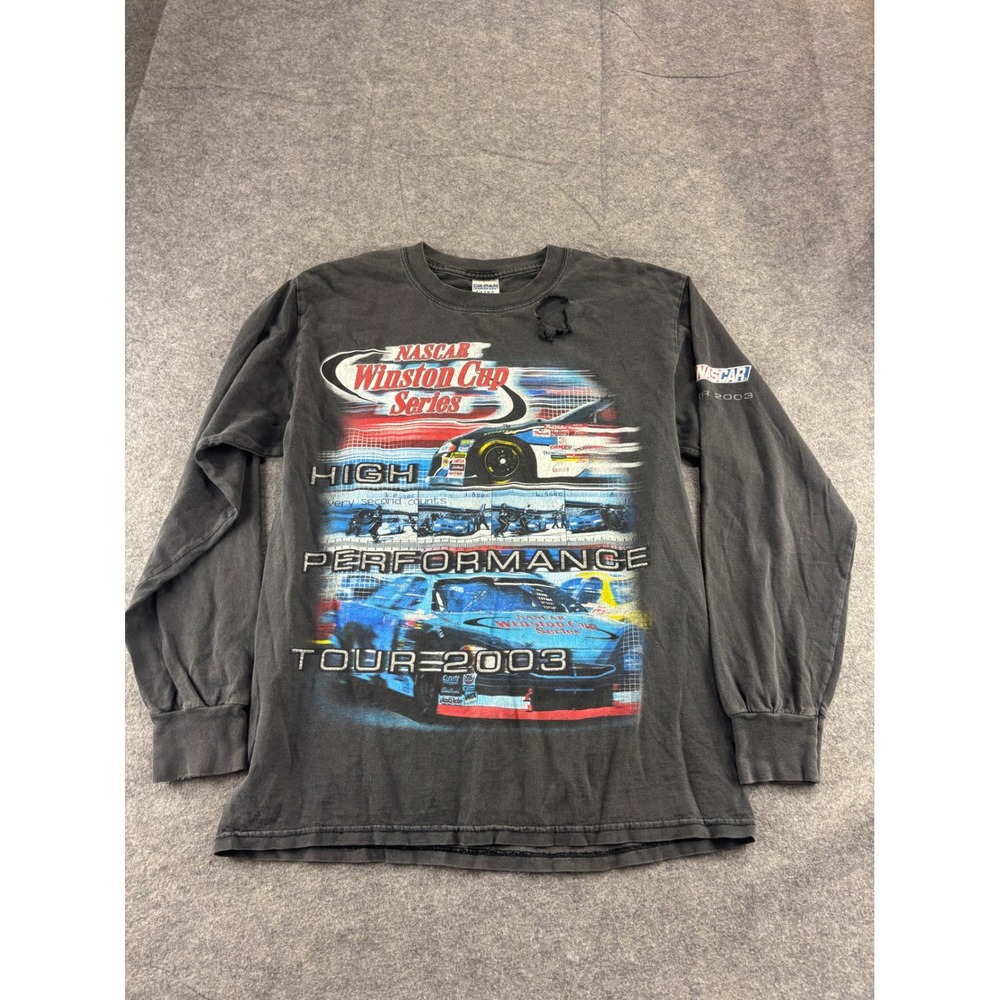 VTG 2003 NASCAR Winston Cup Series Long Sleeve Shirt Distressed Black M Thrashed